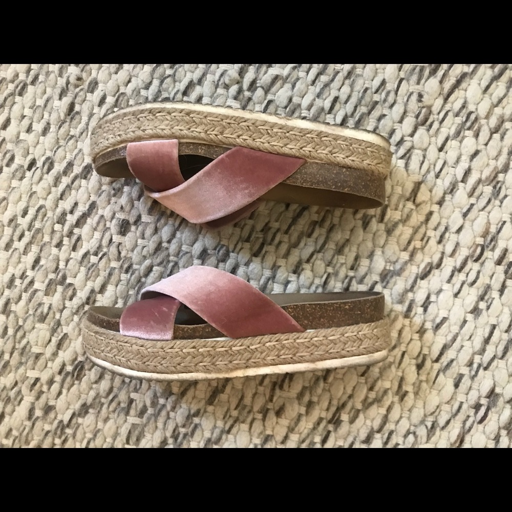 Blush pink espadrilles.